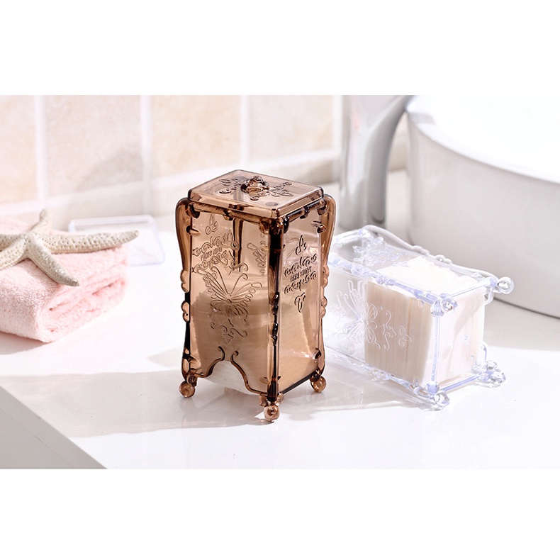 Hộp Đựng Bông Tẩy Trang Vintage Chống Bụi Có Nắp MINISHOP H022