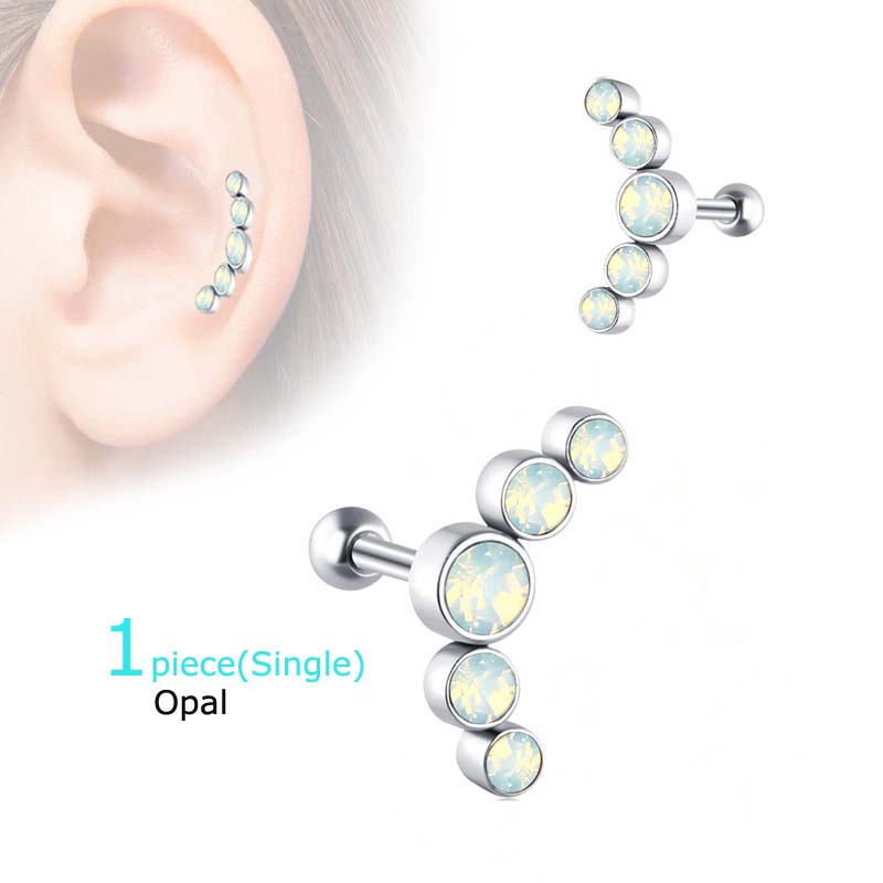 1 Nhẫn Xỏ Sụn Tai Bằng Thép Không Gỉ Đính Đá Pha Lê 16G