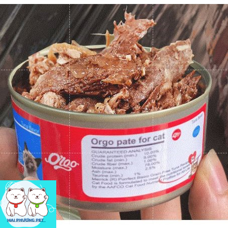 Pate Lon lớn 170gr tiết kiệm - Orgo Pate cho mèo - Thịt cá ngừ Thức ăn ướt dạng mảnh đóng hộp cho mèo