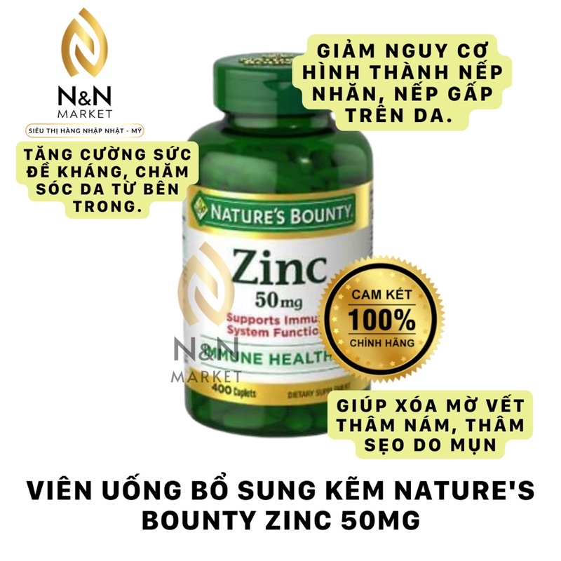 Viên uống bổ sung kẽm Nature's Bounty ZinC 50mg