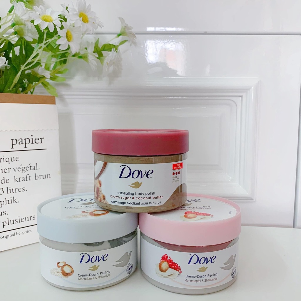 [HÀNG HOT] Tẩy da chết body DOVE giúp da mịn màng chiết xuất từ thiên nhiên hũ 225ML