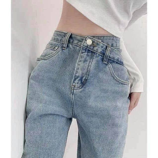 Quần Jean Cạp Chéo Nữ - Culottes dáng rộng thiết kế basic, trẻ trung, năng động style Ulzzang HOT TREND