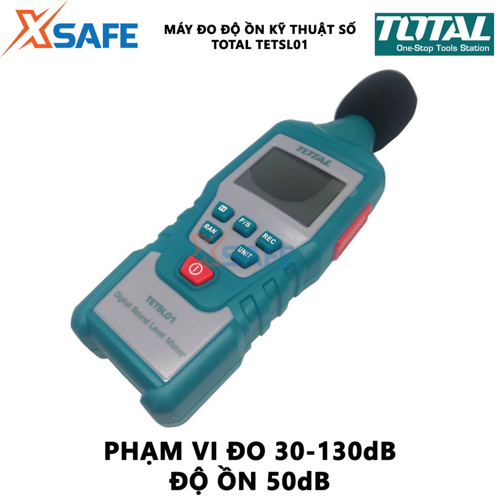 Máy đo độ ồn kỹ thuật số TOTAL TETSL01 Thiết bị đo tiếng ồn, phạm vi đo 30-130dB, độ ồn 50dB, chức năng đèn nền, báo pin