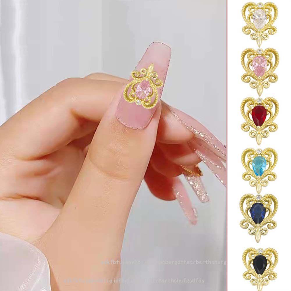 Phụ Kiện Trang Trí Móng Tay 3D Bằng Hợp Kim DIY Hình Trái Tim Phong Cách Nhật BảnHạt Charms Đính Móng Tay