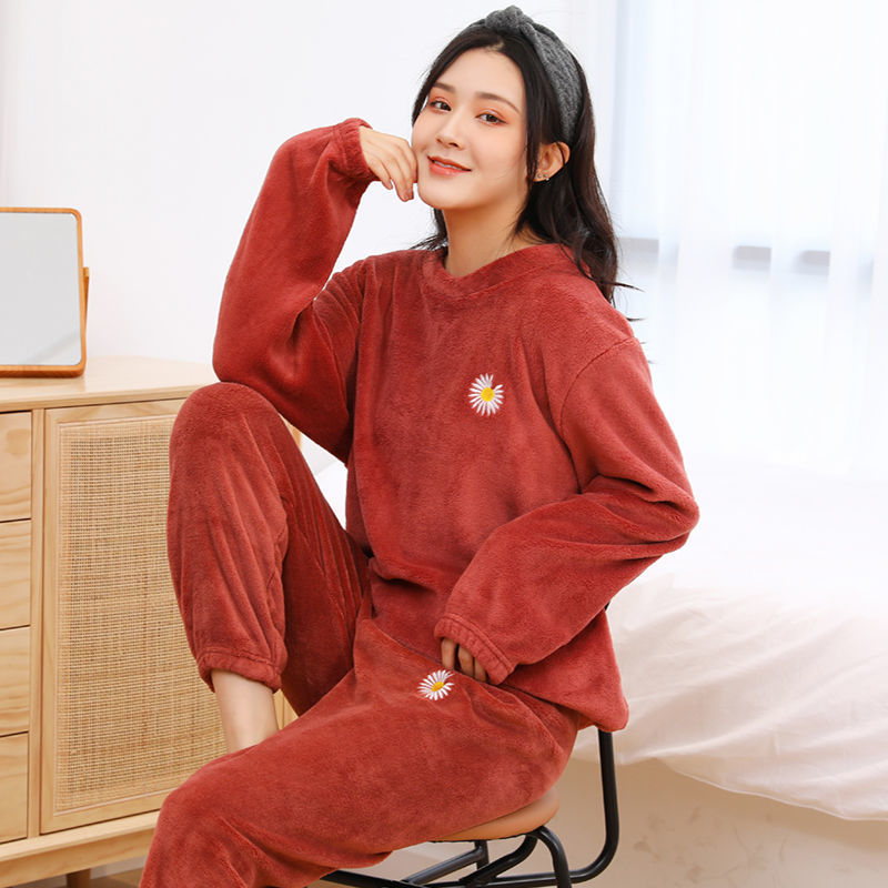 Set Pijama Áo Dài Tay + Quần Dài Chất Nhung Dày Dặn Thời Trang Dành Cho Cặp Đôi