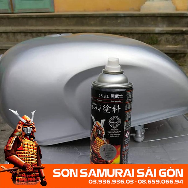 Sơn SAMURAI 124 MÀU BẠC chính hãng - SƠN PHUN XE MÁY KUROBUSHI/ SAMURAI SÀI GÒN