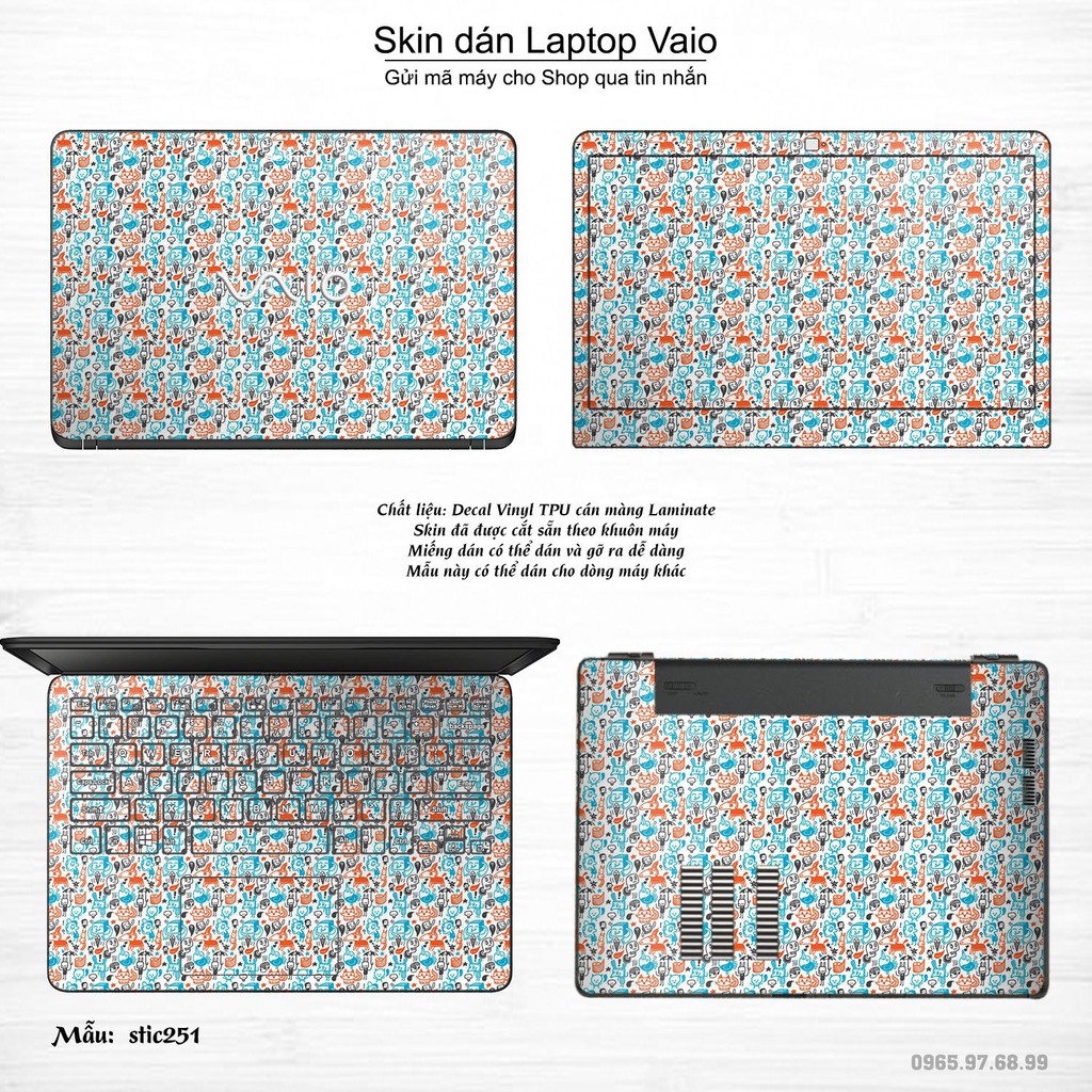 Skin dán Laptop Sony Vaio in hình hoạt hình animal - stic251 (inbox mã máy cho Shop)