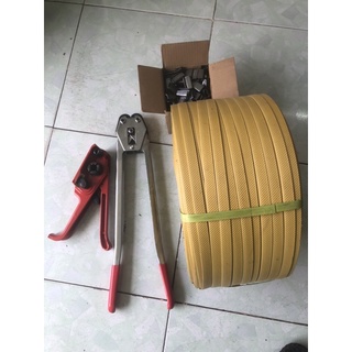 Combo bộ siết dây đai 4 món ( gồm : kiềm bóp đai+căng đai+dây đai+1 kg bọ)