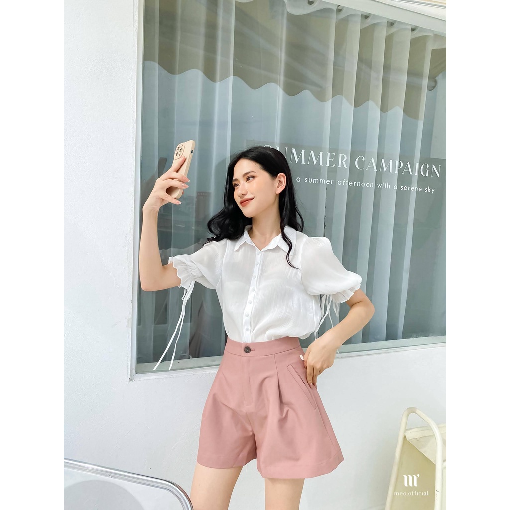 Áo sơ mi công sở nữ Méo shop tay lỡ cổ đức Eleni