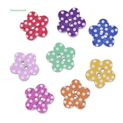 Bộ 100 nút gỗ hình hoa xinh xắn 20 X 2mm dùng để trang trí
