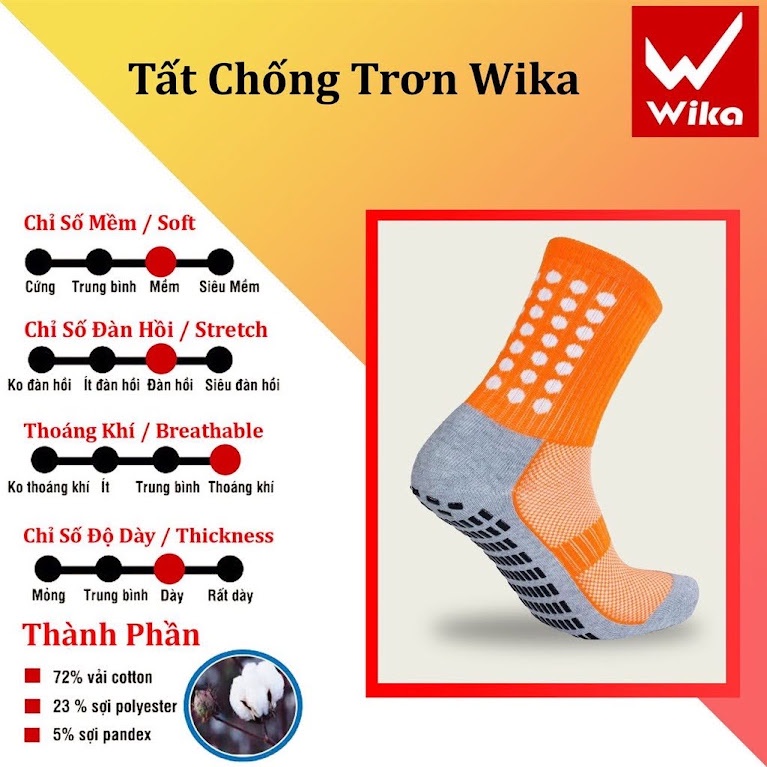 Tất chống trơn bóng đá Wika, tất đá bóng có cao su chống trượt