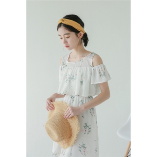 Váy maxi hoa hở vai