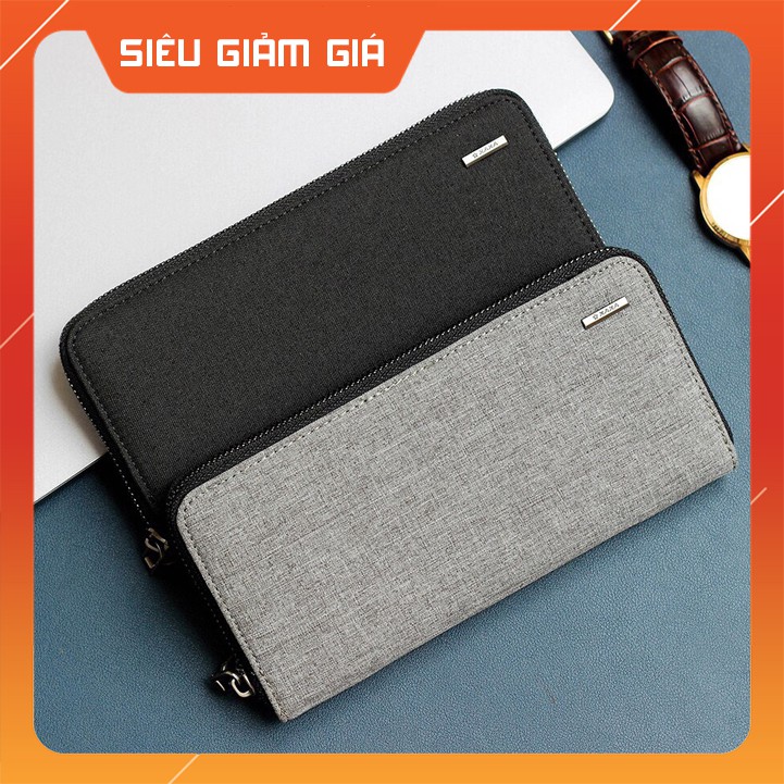 Ví Dài Cầm Tay Cao cấp KaKa Fullbox ( Đen/Xám)