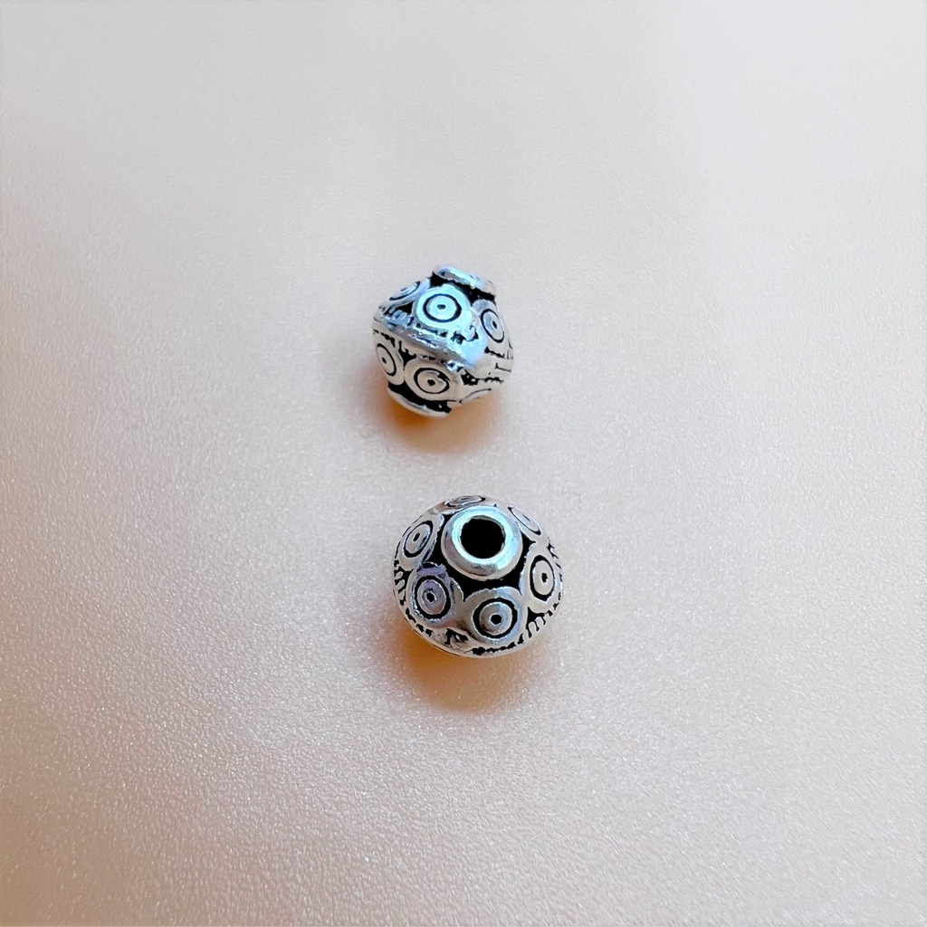 Charm nối hình đĩa bay có hoa văn - Charm Bạc 925 - Mã CA726