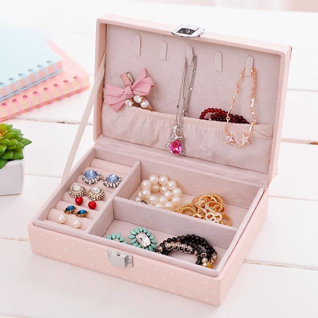 Hộp Đựng Trang Sức Bằng Da Thiết Kế Nhỏ Gọn Tiện Dụng