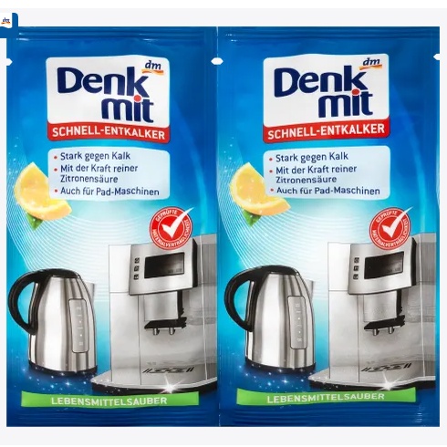 Bột tẩy cặn ấm siêu tốc, bình thủy.... Denkmit Entkalker schnell gói 2x25 gam