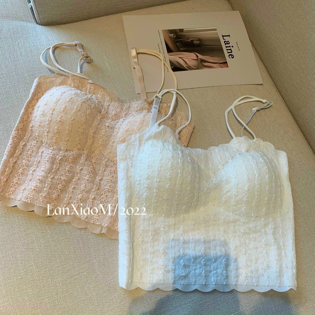 Áo Bra 2 Dây Ren Nhiều Màu Chất Đẹp Co Dãn Có Kèm Đệm Kiểu Dáng Hàn Quốc Ulzzang
