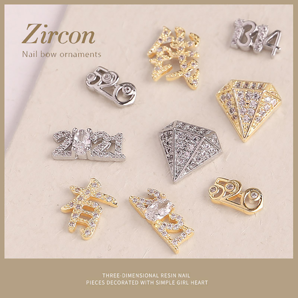 Đá đính móng tay giả 3D 2021 chất liệu zircon 520 phong cách Valentine