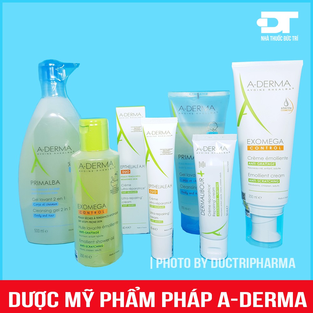 Bộ sản phẩm A-derma Chính Hãng Gồm Sữa Tắm, Gội, Dưỡng Ẩm, Phục Hồi Da, Da Cơ Địa, Làm Dịu Da Kích Ứng. Aderma