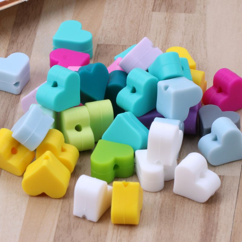 Set 10 Hạt Silicone 15mm Làm Đồ Trang Sức Cho Bé Ngậm Mọc Răng DIY