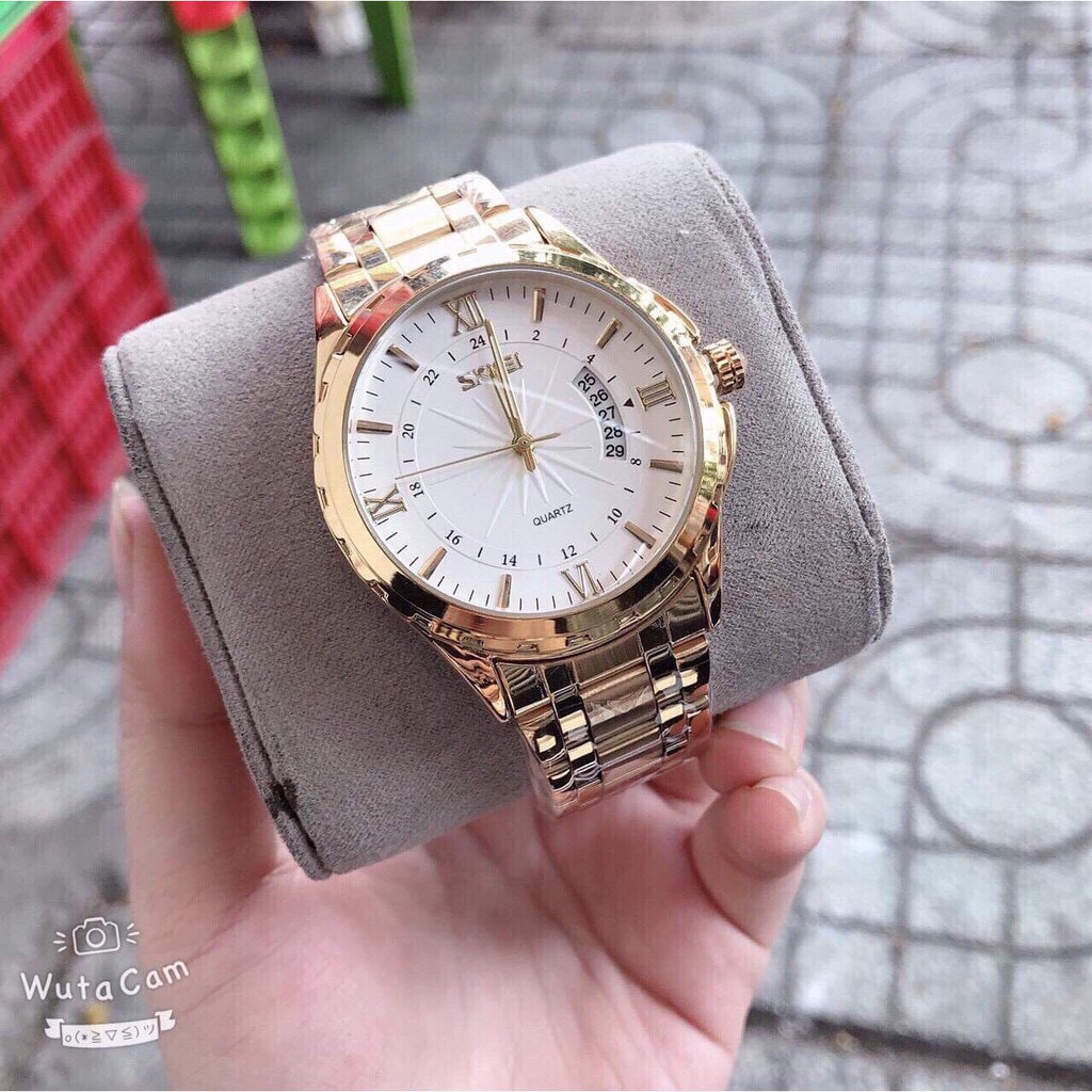 [MẪU MỚI] Đồng hồ nam Skmei 9069 dây thép không gỉ lịch ngày tự động - màu mới vàng kim | BigBuy360 - bigbuy360.vn