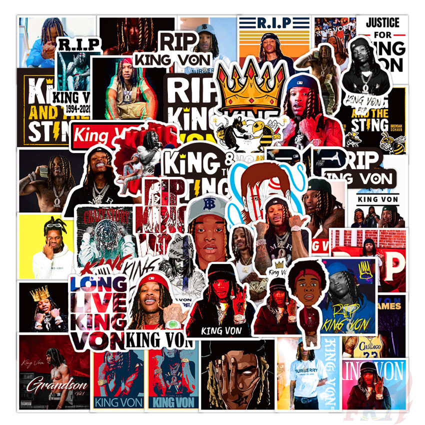 ❉ RIP King Von - Nhãn dán ca sĩ Rapper ❉ 50 Cái / bộ DIY Thời Trang Chống Thấm Nước Đề Can Doodle Dá