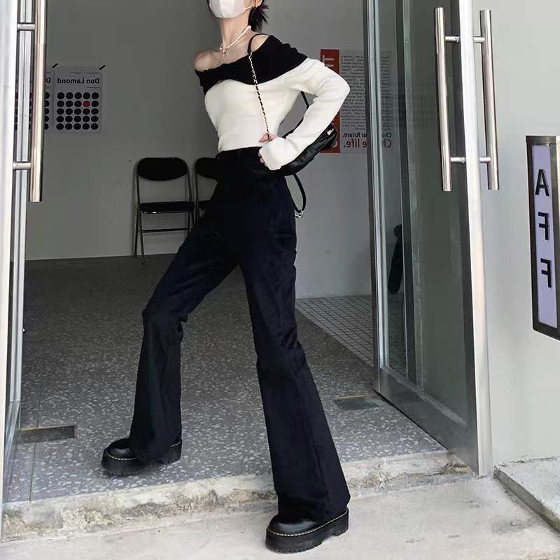 Quần Nhung Dài Ống Loe Lưng Cao Dáng Ôm Thời Trang Mới Cho Nữ