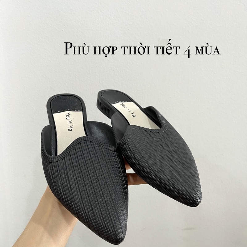 Giày Sục mũi nhọn Mules đi mưa chất nhựa dẻo siêu bền D175