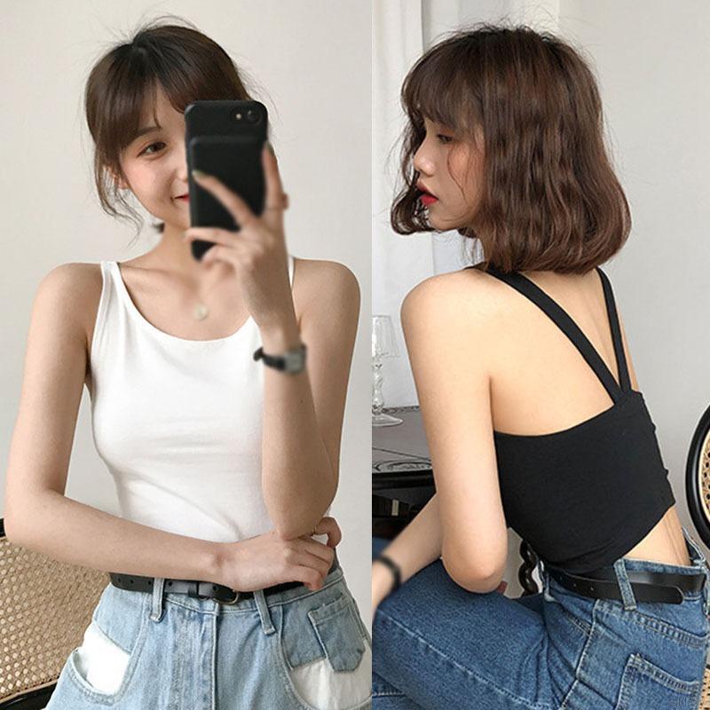 Áo hai dây ôm dáng màu trơn hở lưng quyến rũ thời trang cho nữ