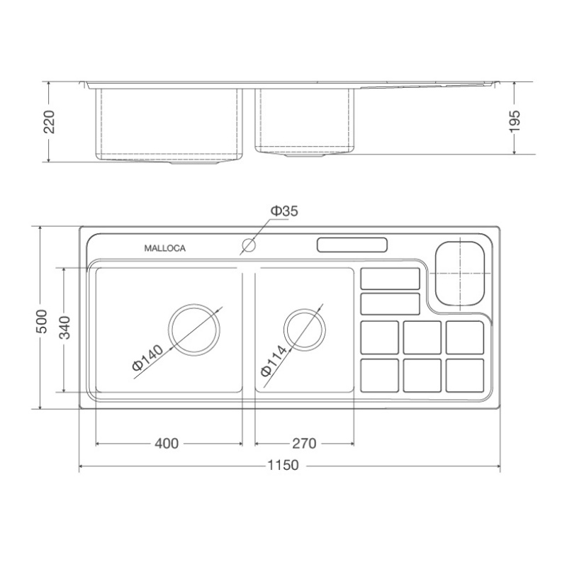 [FREESHIP HCM] Chậu Rửa Chén Malloca MS 8817 - Chất Liệu Inox 304