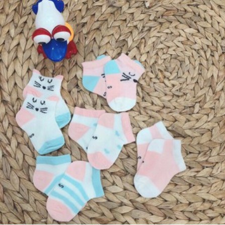 Set 5 Đôi Tất Robibabi 100% Cotton Cho Bé