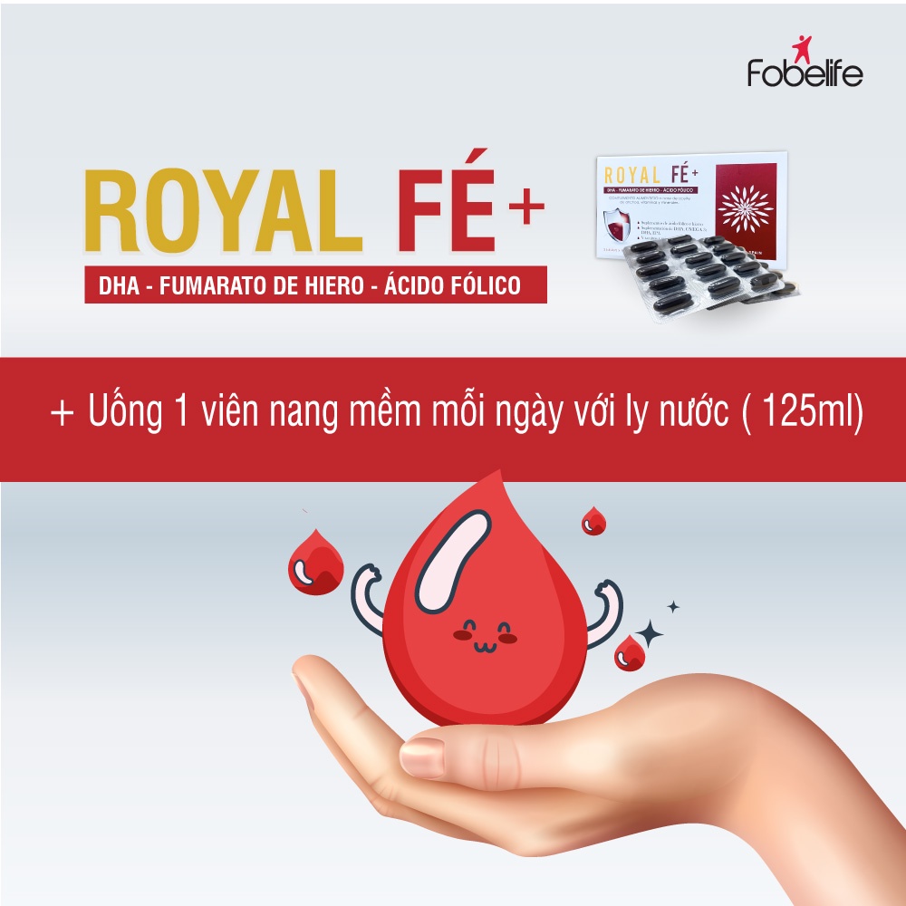 Viên Uống Bổ Sung Sắt DHA Vitamin Khoáng Chất ROYAL FE+ (TÂY BAN NHA) - Hộp 30 viên