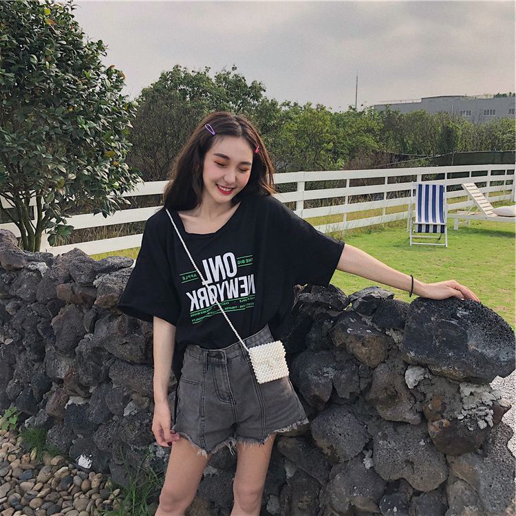 Áo thun COZOK tay ngắn dáng rộng hở lưng quyến rũ trẻ trung phong cách Hàn Quốc