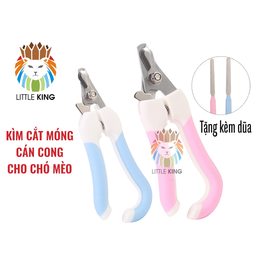 Bộ Kìm cắt móng và dũa móng cho chó mèo, thú cưng loại cán cong Little King pet shop