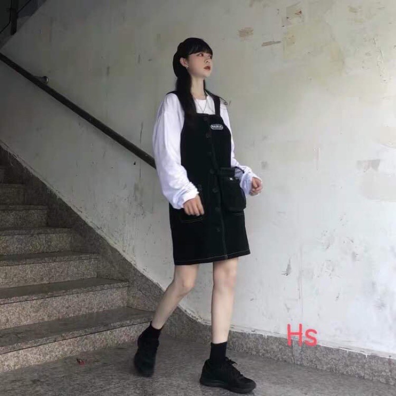 yếm váy 2 dây logo chỉ nổi (không kèm áo trong)