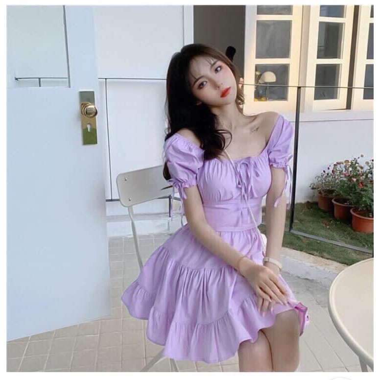 Sét Aó Nhún Bèo Kèm Chân Váy ( Chất Liệu Kate Lụa) Thời Trang Nữ KEMPK