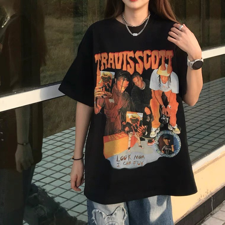 Áo thun tay lỡ nam nữ Travisscott Form Rộng Unisex, Áo Phông Chất Cotton Cao Cấp Top Xu Hướng