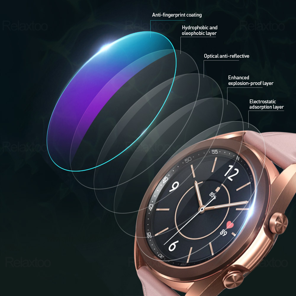 Bộ 3 mặt kính 9H bảo vệ mặt màn hình đồng hồ Samsung galaxy watch 3 kích thước 45mm 41mm