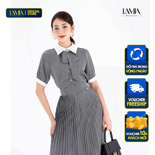 Áo sơ mi nữ hè Lamia Design SET003 họa tiết màu ghi