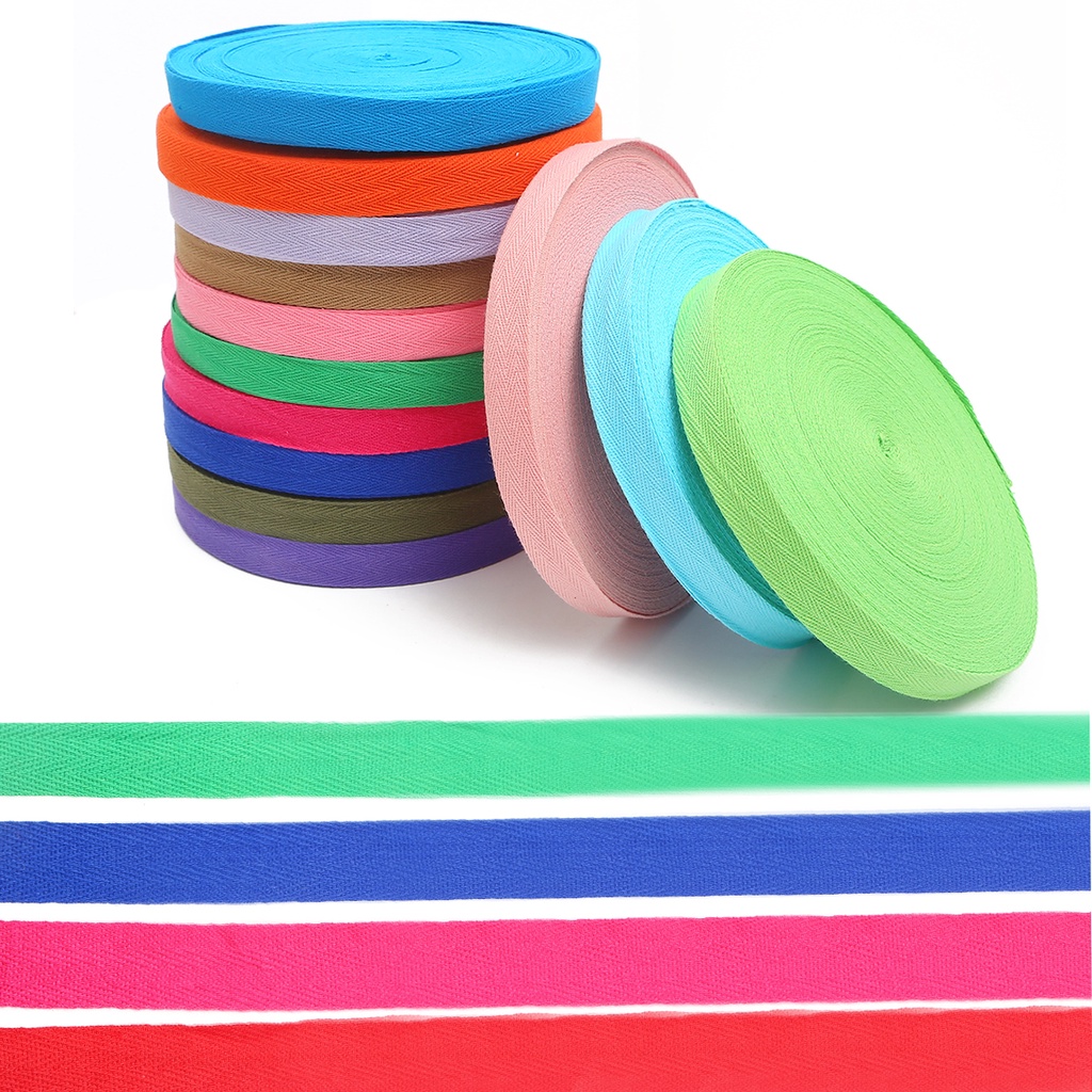 Ruy băng bằng Cotton Spandex nhiều sợi dạng ren 5 Yard 2cm nhiều màu dùng may cắt thắt lưng túi phụ kiện