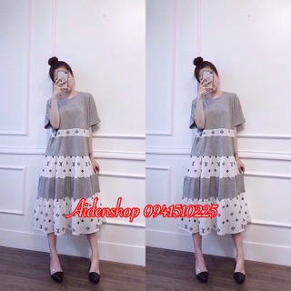 Váy bầu xinh đầm bầu dáng dài cotton 45-70