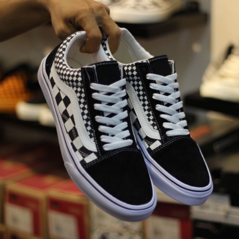 Giày thể thao nam nữ vans old skool caro đen trắng thời trang