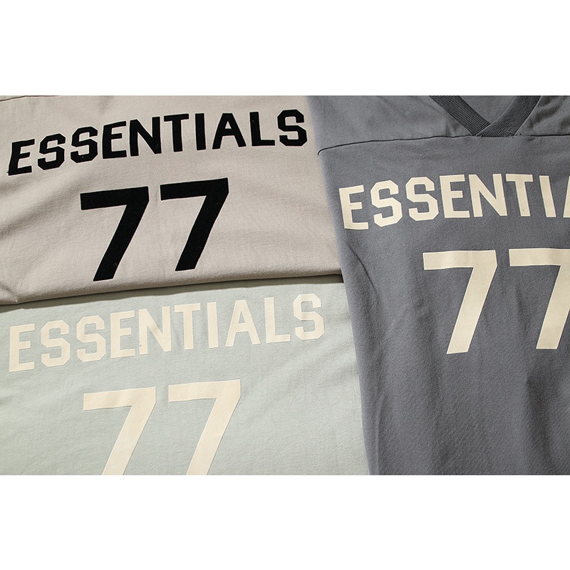 Áo Thun Tay Ngắn Cổ Chữ V In Chữ ESSENTIALS flocking 77 Thời Trang Unisex