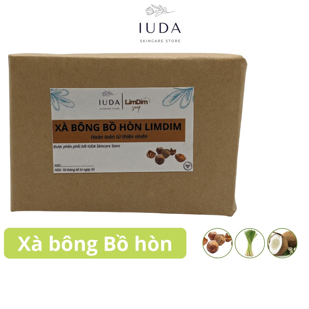 Xà bông hữu cơ bồ hòn hanmade (xà phòng tự nhiên) LIMDIM 120/60gr làm sạch, dưỡng da - IUDA Store