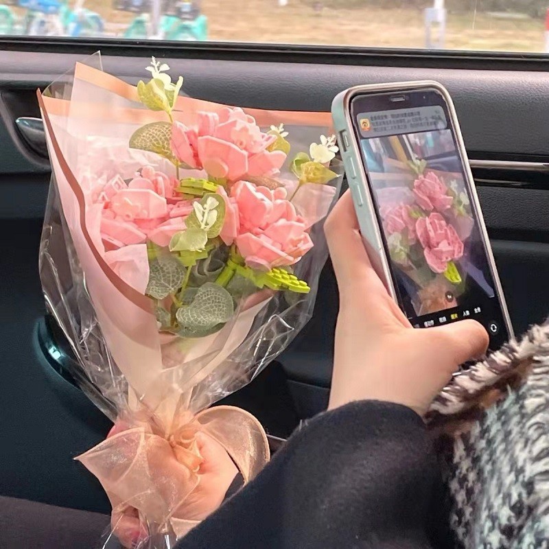 Bộ đồ chơi lắp ráp bó hoa hãng Jaki- bó hoa hồng