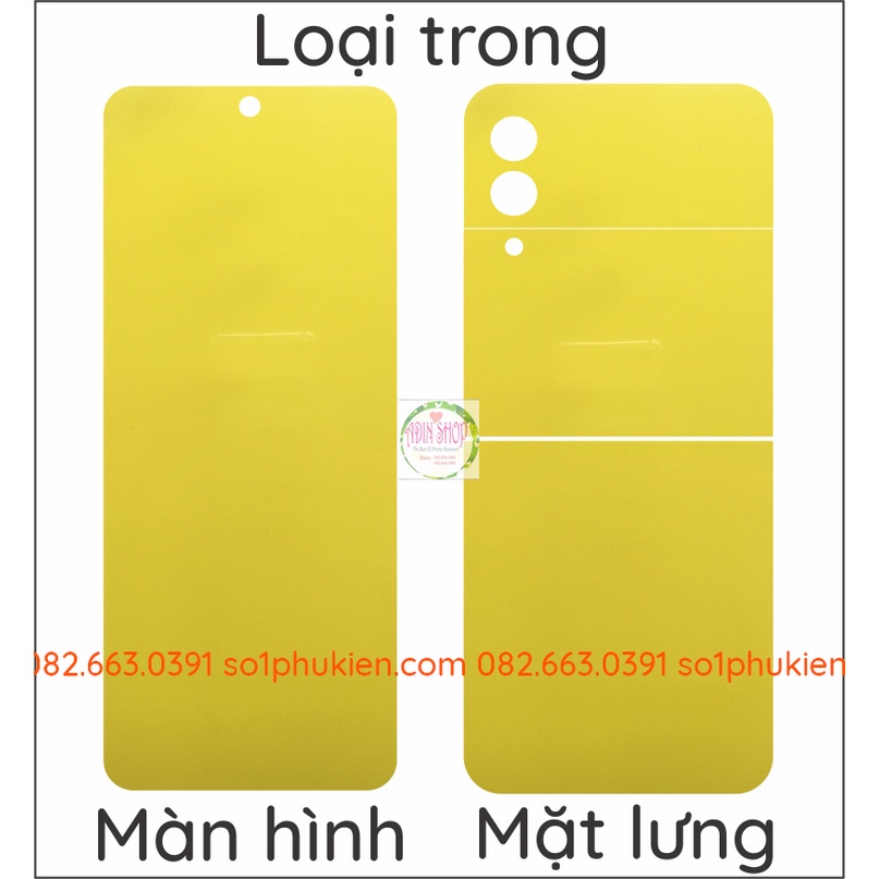 Dán PPF Samsung Z Flip 3 loại trong, nhám dành cho màn hình, mặt lưng