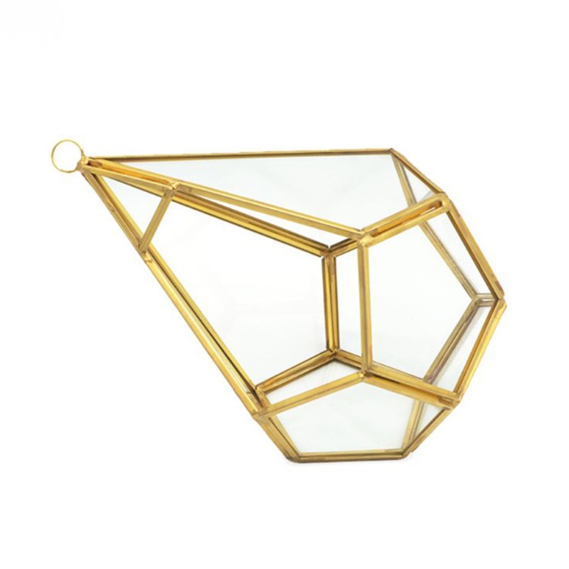 Seng Chậu Kính Trồng Cây Treo Tường Họa Tiết Kim Cương Mở Hình Giọt Nước Kiểu Hình Học Hiện Đại Trong