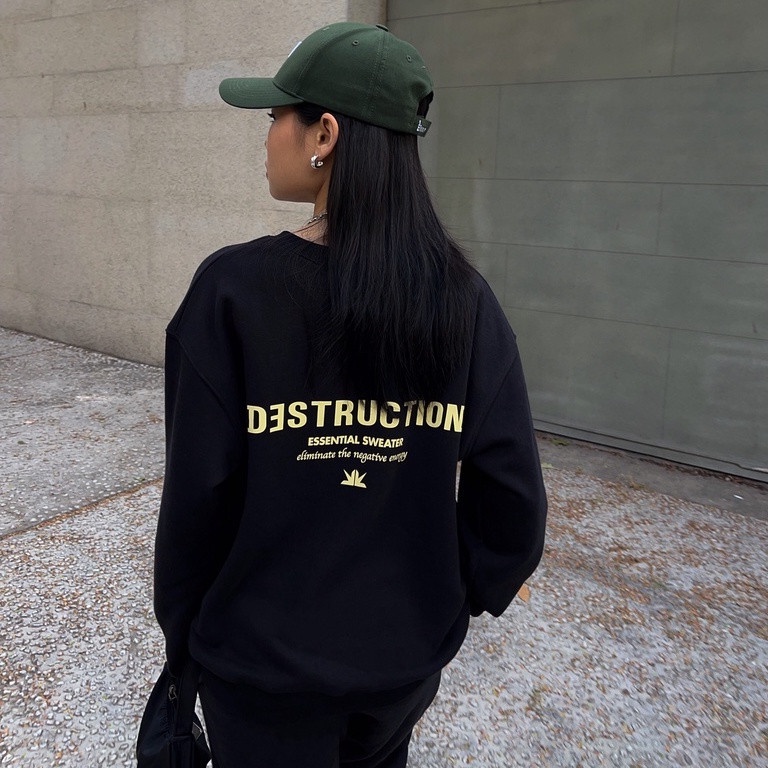 Áo sweater, khoác nỉ dài tay local brand Destruction nhiều màu in chữ form rộng unisex , ấm áp