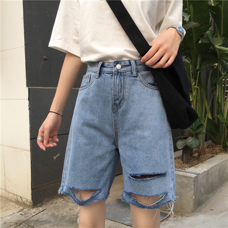[Bán chạy + video ] Quần shorts jean nữ lưng cao Ulzzang QLJ52