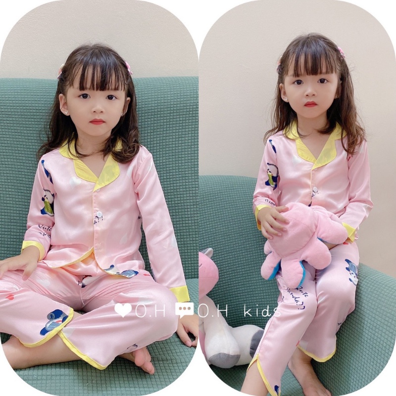 Bộ pijama lụa dài tay cho bé gái MATYDO bộ đồ ngủ dài tay cho bé gái 1 tuổi đến 6 tuổi